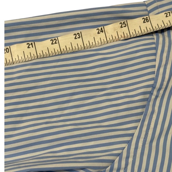 Polo Ralph Lauren Classic Fit Striped‎ Shirt Men Large Performance Blue White - Picture 5 of 6